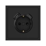 USB-розетка 1-я с заземлением USB-A+C 20W Soft ARDERO, Черный (ER123USB-B)