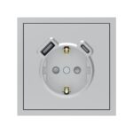 USB-розетка 1-я с заземлением USB-A+C 20W Soft ARDERO, Серебро (ER123USB-S)