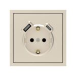 USB-розетка 1-я с заземлением USB-A+C 20W Soft ARDERO, Шампань (ER123USB-C)