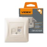 Розетка 1-я CAT3 телефонная BINERA Videx, Кремовая (VF-BNSK1TF3-CR)