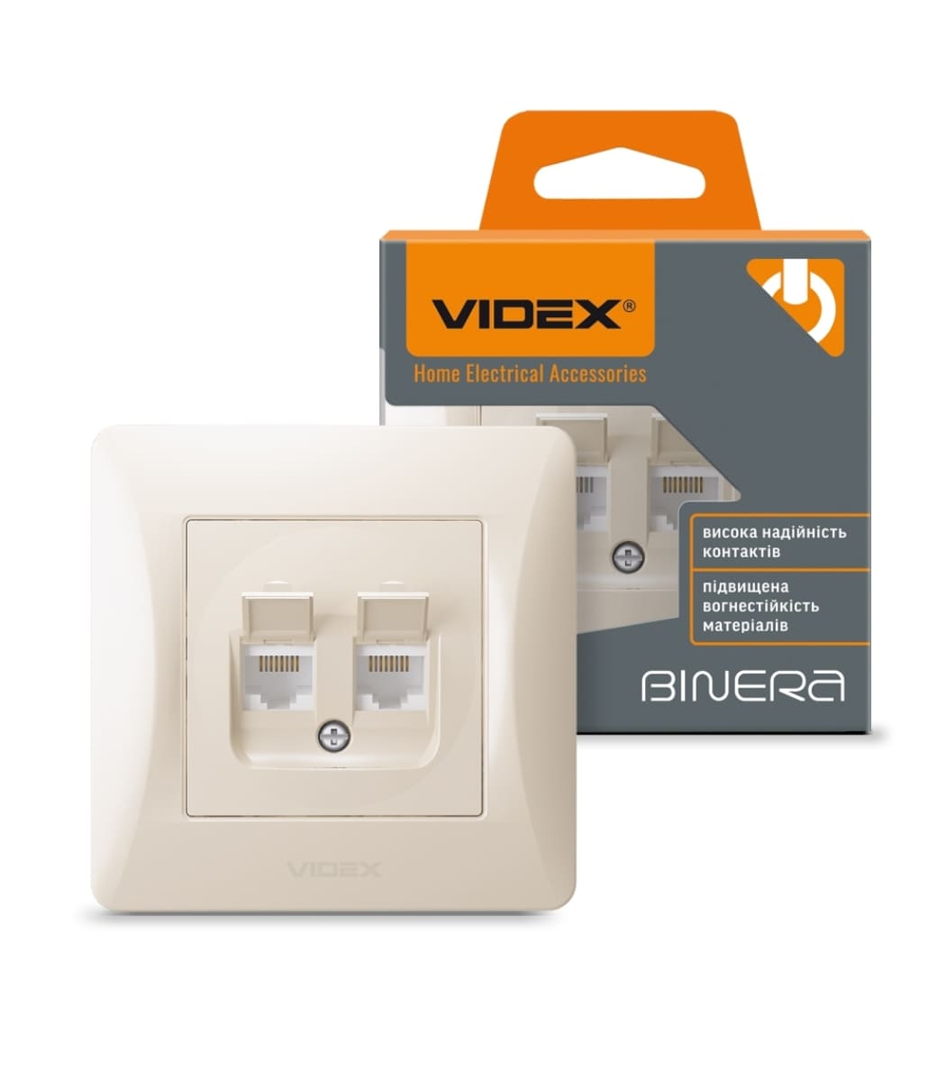 rozetka-cat6cat6-kompyuterna-podvіyna-kremova-videx-binera Розетка 2-я CAT6+CAT6 интернет BINERA Videx, Кремовая (VF-BNSK2PC6-CR) — изображение 1