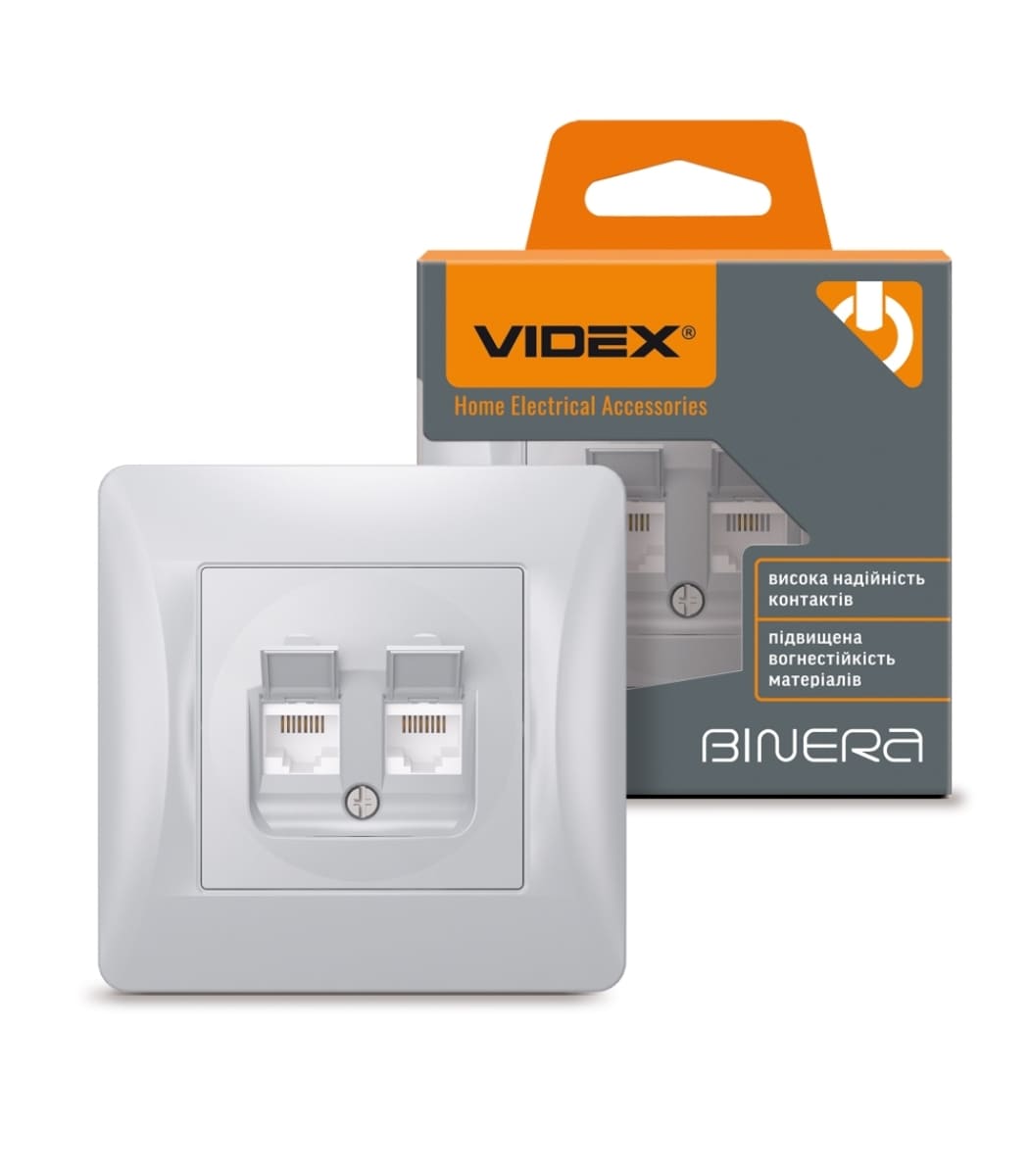 rozetka-cat6cat6-kompyuterna-podvіyna-srіbniy-shovk-videx-binera Розетка 2-я CAT6+CAT6 интернет BINERA Videx, Серебряный шелк (VF-BNSK2PC6-SS) — изображение 1