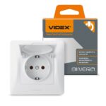 Розетка 1-я с заземлением и крышкой BINERA Videx, Белая (VF-BNSK1GС-W)