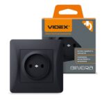 Розетка 1-я без заземления BINERA Videx, Черный графит (VF-BNSK1-BG)