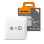 Розетка 2-я TV+SAT конечная BINERA Videx, Белая (VF-BNSK2TVSATE-W)