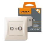 Розетка 2-я TV+SAT конечная BINERA Videx, Кремовая (VF-BNSK2TVSATE-CR)