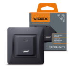 Модуль зарядки USB-A + USB-C PD 20W BINERA Videx, Черный графит (VF-BNCHRUC20-BG)