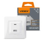 Модуль зарядки USB-A + USB-C PD 20W BINERA Videx, Белый (VF-BNCHRUC20-W)