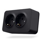 Розетка 2-я накладная с заземлением IP20 BINERA Videx, Черный графит (VF-BNS22G-BG)