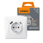 Розетка 1-я с заземлением + USB A + USB Type-C (2.4А) BINERA Videx, Белая (VF-BNSK1GUC-W)