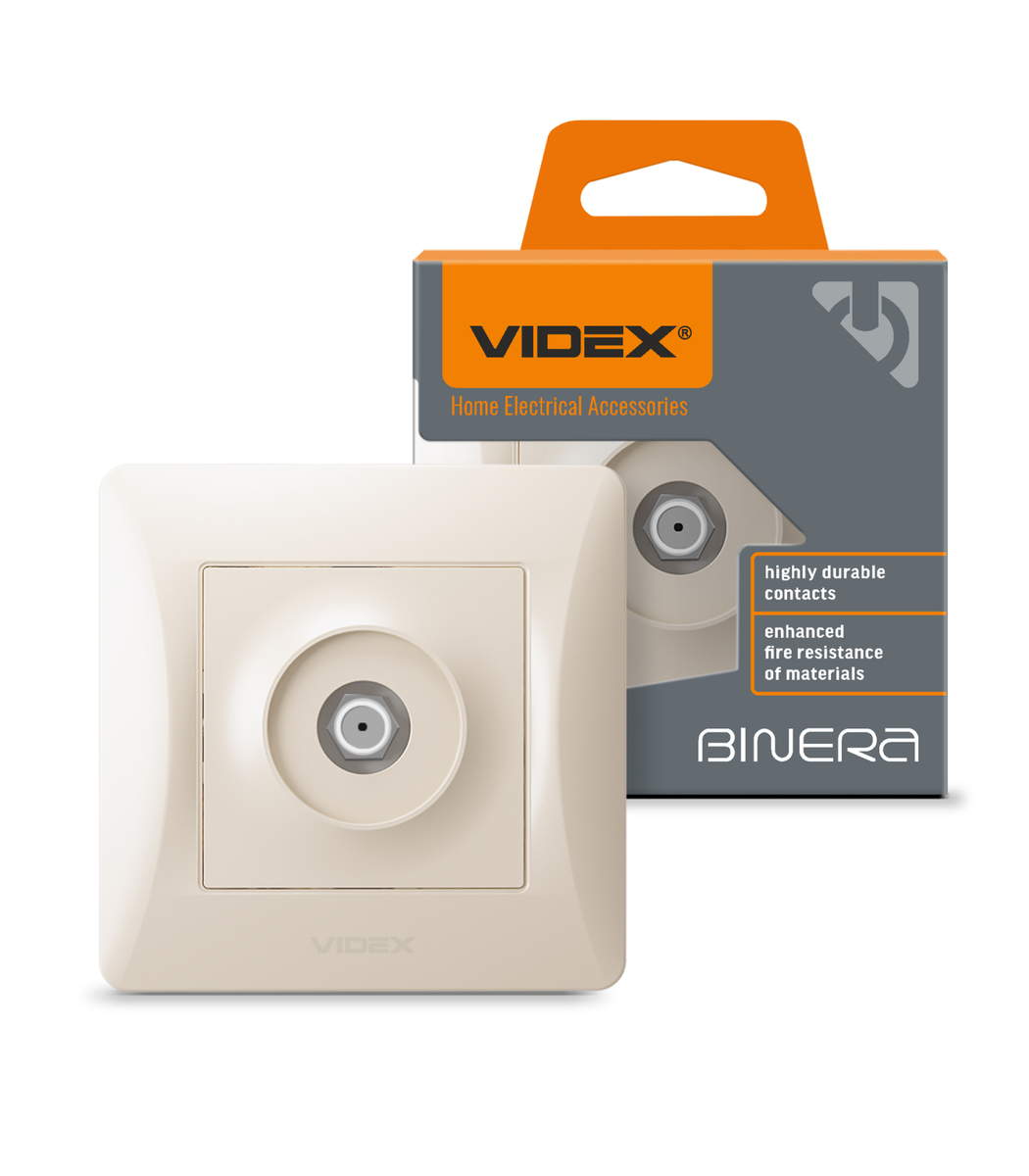 videx-vf-bnsk1-sate-cr-sat-1 Розетка 1-я SAT спутниковая BINERA Videx, Кремовая (VF-BNSK1SATE-CR) — изображение 1