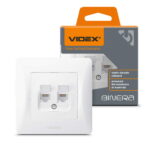 Розетка 2-я CAT6 интернет + CAT3 телефонная BINERA Videx, Белая (VF-BNSK2PC6TF3-W)