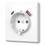 USB-розетка 1-я с заземлением USB-A+C 20W Nota Videx, Белая матовая (VF-NT-SK1GUC-WH)