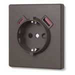 USB-розетка 1-я с заземлением USB-A+C 20W Nota Videx, Мокко (VF-NT-SK1GUC-BR)
