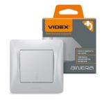 Проходной 1-кл. выключатель BINERA Videx, Серебряный шелк (VF-BNSW1P-SS)
